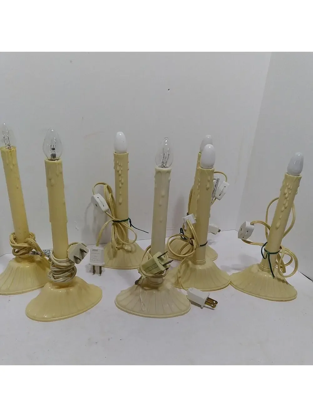 Vintage Christmas Window Single Plastic Wax Drip Candle Candolier Lot Of 7